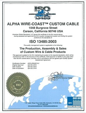 Alpha Wire Gains ISO 13485 Certification